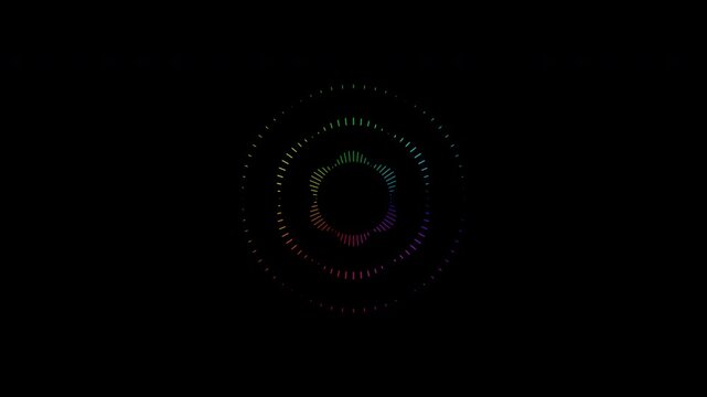Rainbow circular audio equalizer spectrum expansion isolated on transparent alpha channel