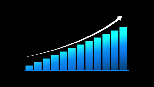 Rising Bar Chart with Upward Arrow Business Growth Animation
