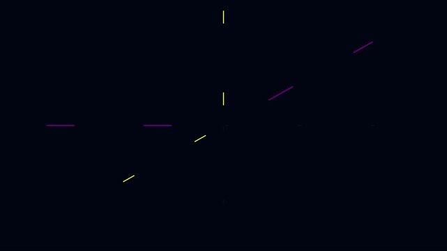 Abstract 3 d coordinate system grid with glowing neon lines and axis motion animation 4k