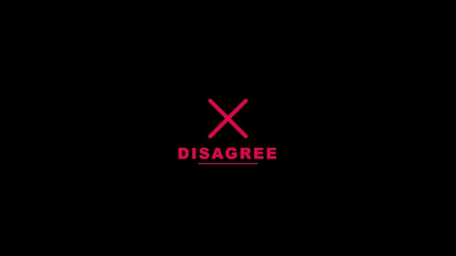 Red cross symbol with disagree text motion graphics on alpha channel for video editing