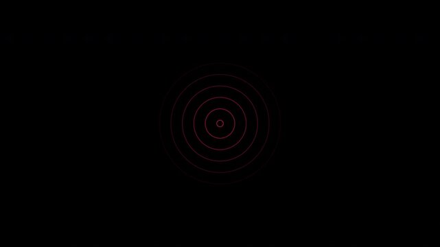 Red dynamic wave ring burst pulsating on a transparent background with alpha channel