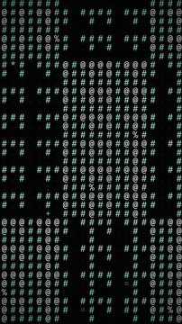 digital matrix code scrolling text pattern