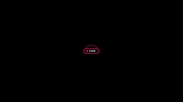 Red neon live stream recording badges isolated on transparent background for broadcast overlay