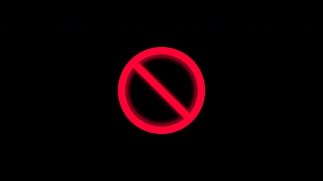Red neon forbidden signs glowing on alpha channel background for security and warning concepts