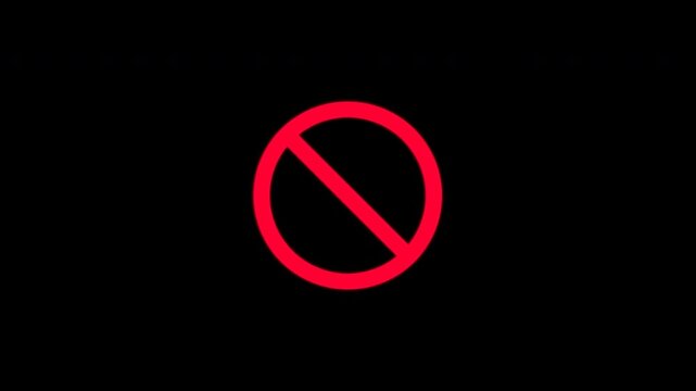 Red prohibition symbols with speed trace motion effect on transparent background alpha channel