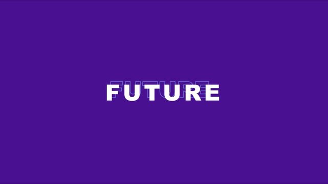 Future typography motion with glitch effect on purple animation 4k background, for modern tech, and innovation presentations