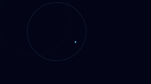 Minimalist abstract animation 4k background, with pulsing blue, circles and glowing, light point for, modern tech and, digital interface motion
