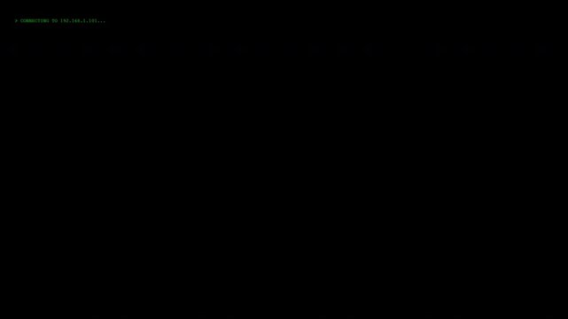 Retro terminal screen connecting to IP address with green loading bar on transparent background