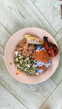 Plate of Kelantanese Kerabu Rice for breakfast