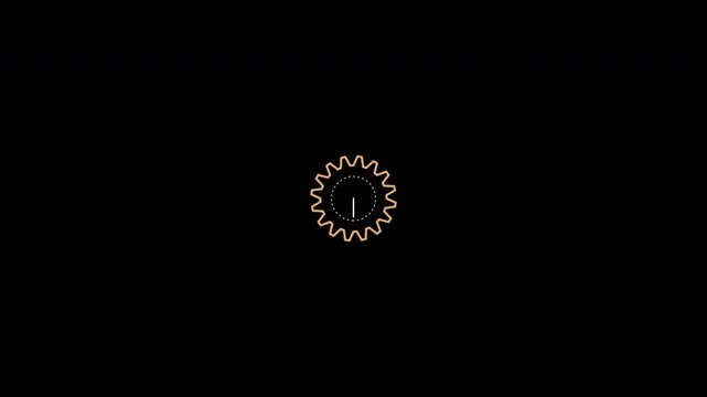 Rotating chrono gear clockwork loader with ticking hands on transparent background