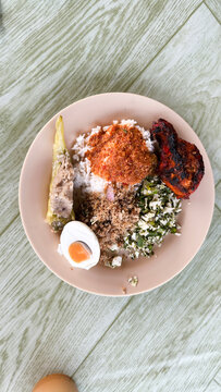 Plate of Kelantanese Kerabu Rice for breakfast