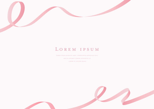 Elegant pink ribbon frame template background with copy space for wedding invitation and card