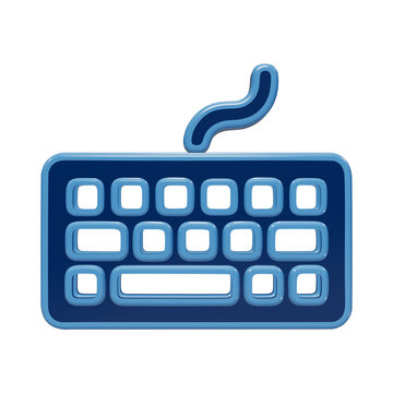 Glossy 3D keyboard icon representing computer input hardware and digital typing for modern user interface applications isolated on a transparent background