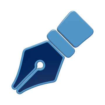 Fountain pen nib 3D icon for writing and calligraphy concepts digital for creative and stationery web projects isolated on a transparent background
