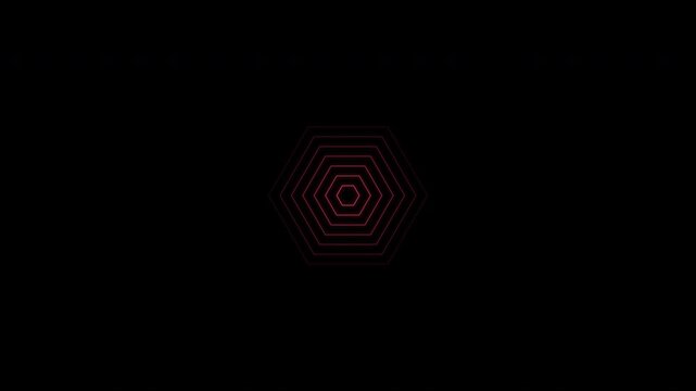 Symmetrical red hexagonal mesh signal radiating on transparent background with alpha channel