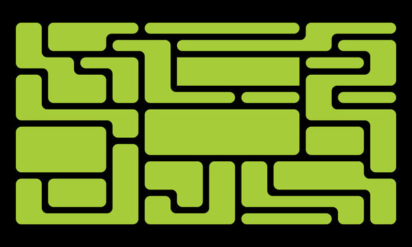Bento grid rounded blocks pattern with neon lime modular tiles on black background for bold modern UI templates