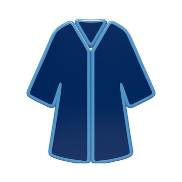 3D rendered blue graduation gown icon for academic achievement and university ceremony concepts on a clean minimalist background isolated on a transparent background