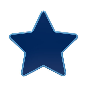 3D rendered blue star icon for achievement excellence and rating concepts on a clean minimalist background isolated on a transparent background