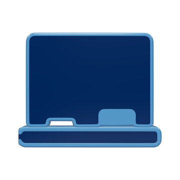 Minimalist 3D laptop icon for digital education and technology concepts in blue glossy style for modern web isolated on a transparent background