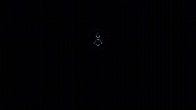 Technical blueprint rocket launch animation isolated on transparent background overlay