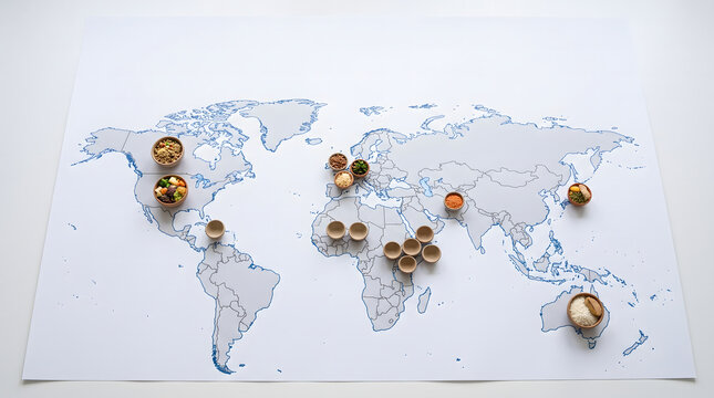 World Map Empty Bowls Hunger Regions Full Bowls Abundance Regions Same Map Global Food Insecurity Paradox Distribution Inequality Not Scarcity Concept