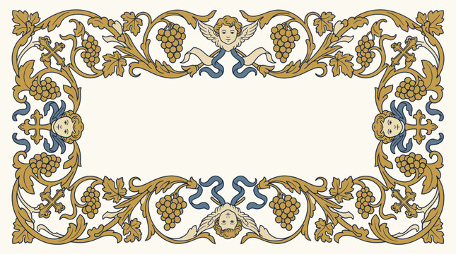 Rococo Sacred Vine Border Design for Yoga Studio Decor