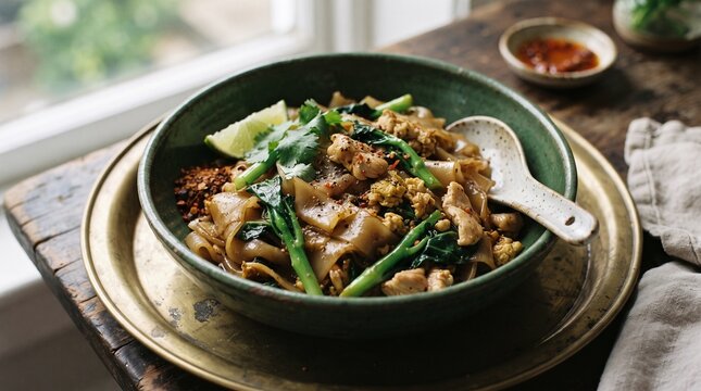 Thai pad see ew noodles cookbook food photography image