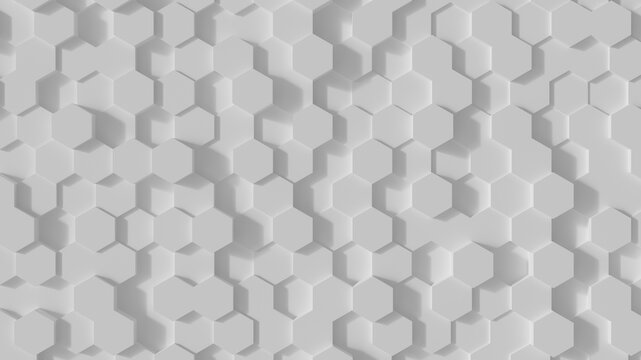Grid of hexagons with relief. Vector seamless pattern with polygons. Linear geometric texture. Exaggerated abstract background