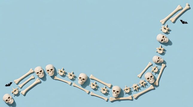 Creative skeleton bones arranged forming a playful smiling face design