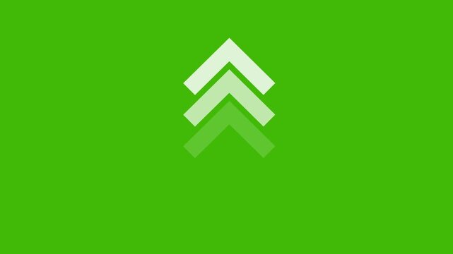 Animated triple arrow swipe up motion on chroma key green screen background, for social media, interface user experience, interaction, digital marketing, call to action, and ui