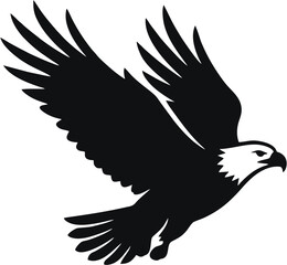 Fototapeta premium Flying Bald Eagle Silhouette Wings Spread Vector Illustration