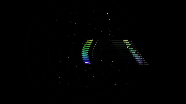 Colorful 3d bar graph with starry space background and text data visualization