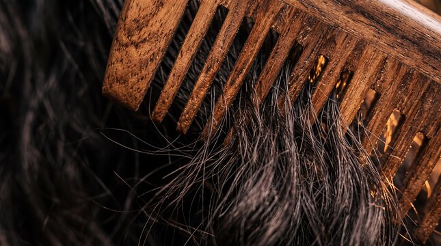 Macro Detail of Mixed-Ethnicity Teenager Haircare with Premium Comb