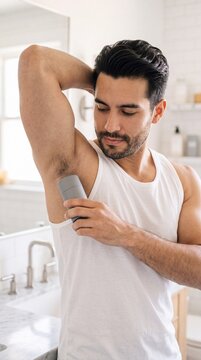 Confident Hispanic Young Professional Morning Routine Personal Grooming