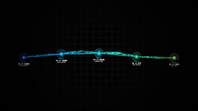 Visualization of a spacecraft trajectory through the solar system with celestial bodies and path markers