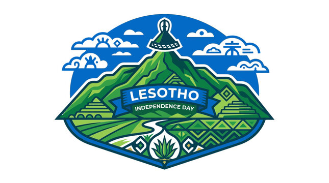 Lesotho Independence Day Celebration Badge Illustration