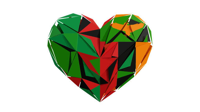 Low Poly Zimbabwe Flag Heart Shape 3D Render