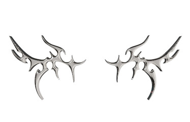 Fototapeta premium Chrome Bat Wings Cybersigilism Tattoo For Halloween 3D Render