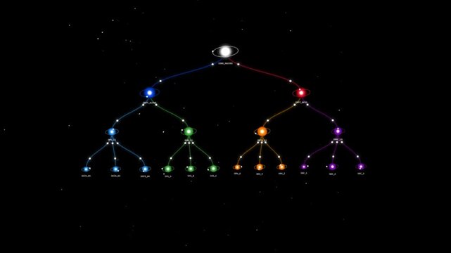 Illustrative diagram of a star map showing celestial connections and constellations in space