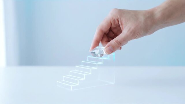 Hand Business Success Growth Strategy Step Key Performance Indicator KPI Guide Toward Strategic Progress Achievement