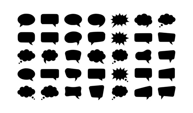 Speech Chat Thought Bubble Flat Vector Shapes Collection