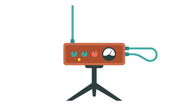 Theremin electronic musical instrument with analog knobs and antenna flat vector illustration for experimental music production