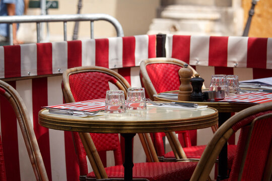 Parisian Cafe Restaurant Tableware Closeup