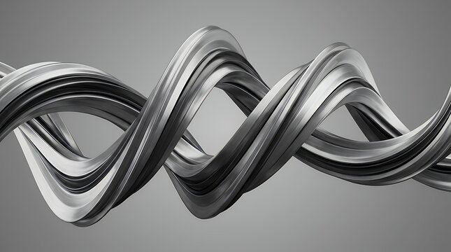 3D render of an abstract and dynamic 3D image featuring an infinite motion and unending change concept with a silver-colored gray monochrome background for pattern concepts Infinite Motion Unending