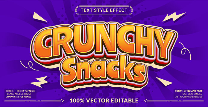 Editable text style effect - Crunchy Snacks text style theme.