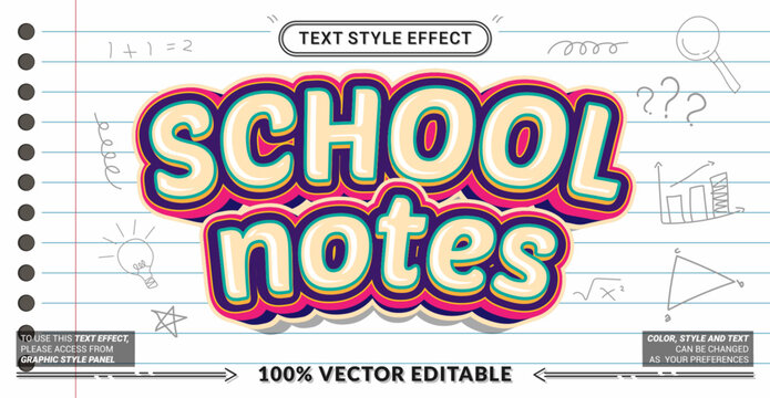 Editable text style effect - School Notes text style theme.