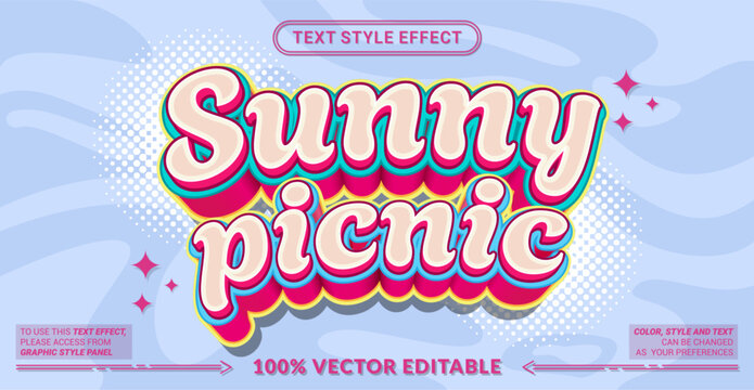 Editable text style effect - Sunny Picnic text style theme.