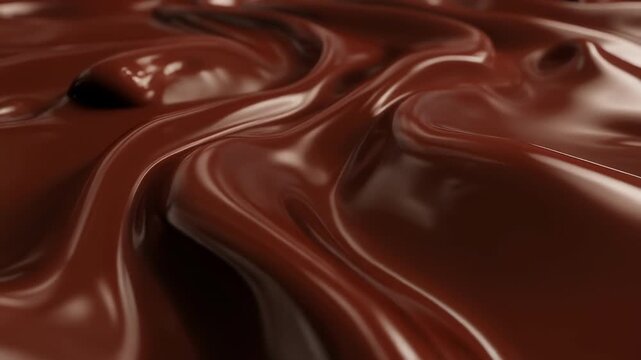 Slow motion flowing melted chocolate texture background loop