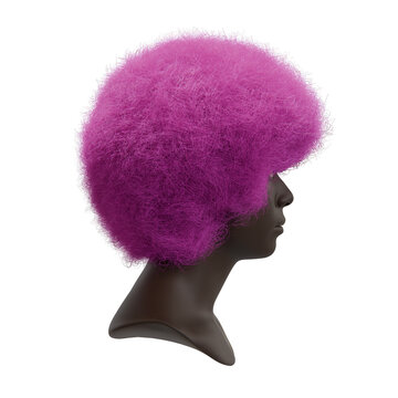3d mannequin head with colourful afro hairstyle, transparent background
