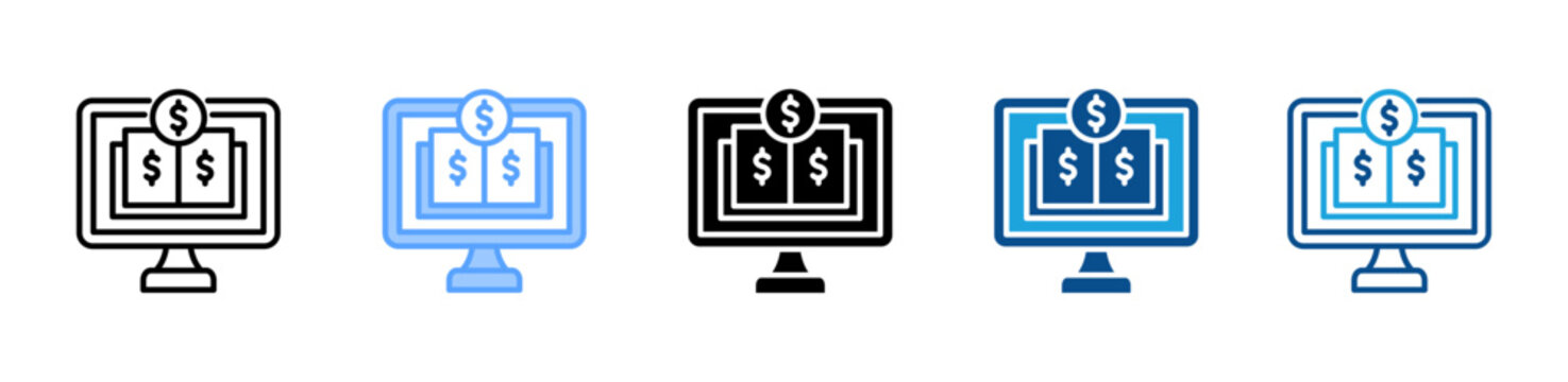 Financial Literacy web icon with multiple style collection